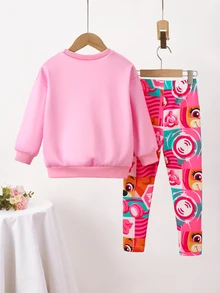 SHEIN | PAW Patrol Young Girl Cartoon Print Crew Neck Sweatshirt + Slim Fit Long Pants Set, Casual Wear For Spring And Autumn - Multicolor - View 2
