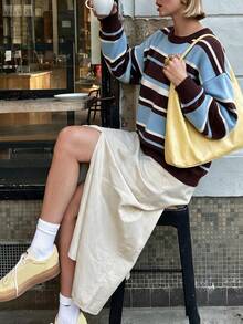 Autumina Women's Casual Fashion Loose Colorful Striped Top Old Money Style Tennis Sports Outfit Daily Commute Versatile Sweater - Multicolor - View 9