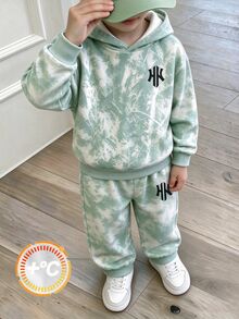 Tween Boys Gradient Effect-Effect Logo‑Print Hoodie Matching Jogger Pants 2‑Piece Streetwear Casual Modest Outfit School Active Grey Fall - Multicolor - View 1