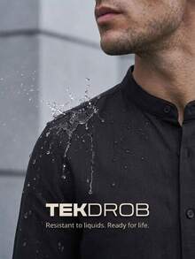 TekDrob Water Proof Regular Shirt With Mandarin Collar And UV Protection - Black - View 1