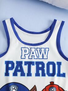 SHEIN | PAW Patrol Young Boy Cartoon Print Tank Top And Boxer Briefs Set - Blue and White - View 4