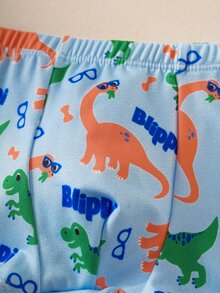 Blippi X SHEIN Young Boy Letter Cartoon Print Colorblock Casual Daily Top And Shorts Set - Blue - View 7