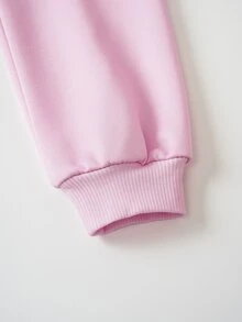 THE POWERPUFF GIRLS X SHEIN Tween Girl Crew Neck Long Sleeve Sweatshirt And Flare Pants Casual Set - Pink - View 6