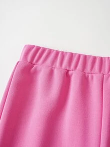 THE POWERPUFF GIRLS X SHEIN Tween Girl Crew Neck Long Sleeve Sweatshirt And Flare Pants Casual Set - Pink - View 7