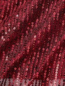SHEIN MOD Plus Size Red Sequin Halter Top, Party Wear, Date Night Outfit, Holiday Gathering,Red Top,Sparkly Top,Birthday,Christmas - Burgundy - View 5