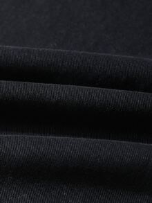 SHEIN 女款新款休閒時尚極簡百搭Y2K復古水洗黑水鑽鉚釘高腰寬鬆寬腿牛仔褲，秋冬返校街頭風 - 黑色 - 查看 4