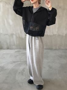 FRIFUL Summer New Solid Color Hooded Patchwork Sheer Lace Fabric Casual Versatile Lightweight Jacket - Black - View 7