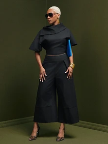 Vixey Tailored Wide Leg Culotte Pants, Event Dressing, Going Out Outfit, Holiday - Black - View 1