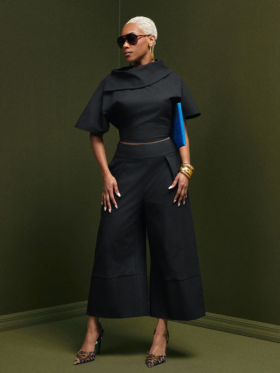 Vixey Tailored Wide Leg Culotte Pants, Event Dressing, Going Out Outfit, Holiday - Black - View 1