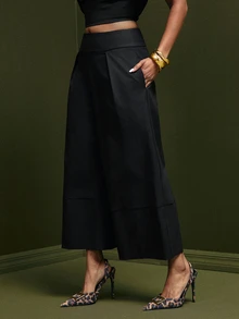 Vixey Tailored Wide Leg Culotte Pants, Event Dressing, Going Out Outfit, Holiday - Black - View 3
