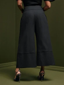 Vixey Tailored Wide Leg Culotte Pants, Event Dressing, Going Out Outfit, Holiday - Black - View 4