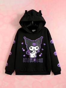 HELLO KITTY AND FRIENDS | SHEIN Tween Girl Cartoon Pattern Casual Daily Wear Sweatshirt - Black - View 1