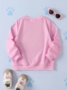 SHEIN | PAW Patrol Sweatshirt Lengan Panjang Kasual Sehari-hari dengan Motif Kartun Anak Perempuan - Berwarna merah muda - View 2