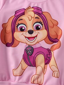 SHEIN | PAW Patrol Sweatshirt Lengan Panjang Kasual Sehari-hari dengan Motif Kartun Anak Perempuan - Berwarna merah muda - View 4