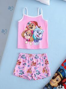 SHEIN | PAW Patrol Young Girl Cartoon Print Camisole Style Underwear Set - Hot Pink - View 1