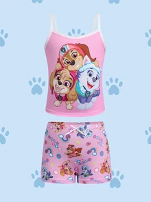SHEIN | PAW Patrol Young Girl Cartoon Print Camisole Style Underwear Set - Hot Pink - View 3
