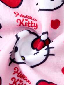 HELLO KITTY AND FRIENDS | SHEIN فستان لطيف للبنات الصغيرات | رقبة دائرية بنمط كرتوني - الأحمر - مشاهدة 8