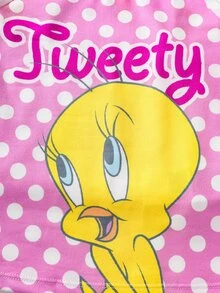 LOONEY TUNES X SHEIN Young Girl 4pcs Set Camisole & Boyshorts Cute Little Duck Pattern - Pink - View 6