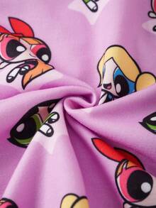 THE POWERPUFF GIRLS X SHEIN Young Girl Cartoon Pattern Casual Daily Hoodie Jacket - Pink - View 8
