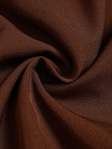 Selianne New Woven Solid Color Small Stand Collar Tie Neck Side Slit Puff Long Sleeve Cinched Waist Ruffled Hem Elegant Fashion Versatile Daily Commute Party Women's Blouse - Brown - View 9