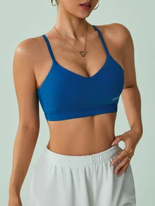 Sovereign Charm Sovereign Charm Women's High-Impact Letter Print Daily Fitness Sports Bra - Navy Blue - View 5