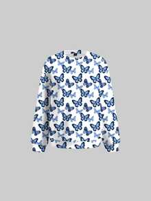 Feyla Women's All-Over Print Casual Versatile Daily Wear Long Sleeve Sweatshirt - White - View 7