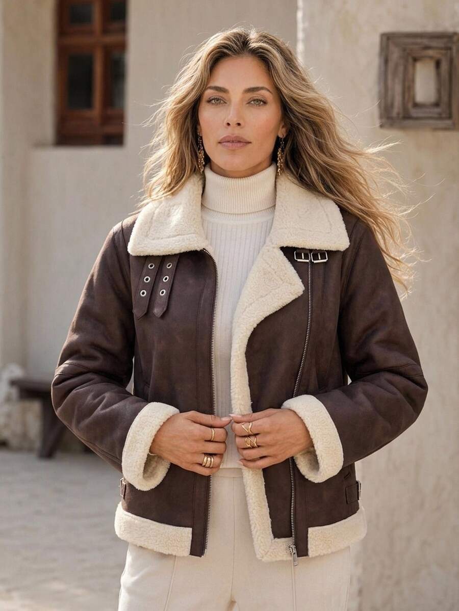 Faunlyn Women's Winter Warm Fashion Zipper Long Sleeve Jacket