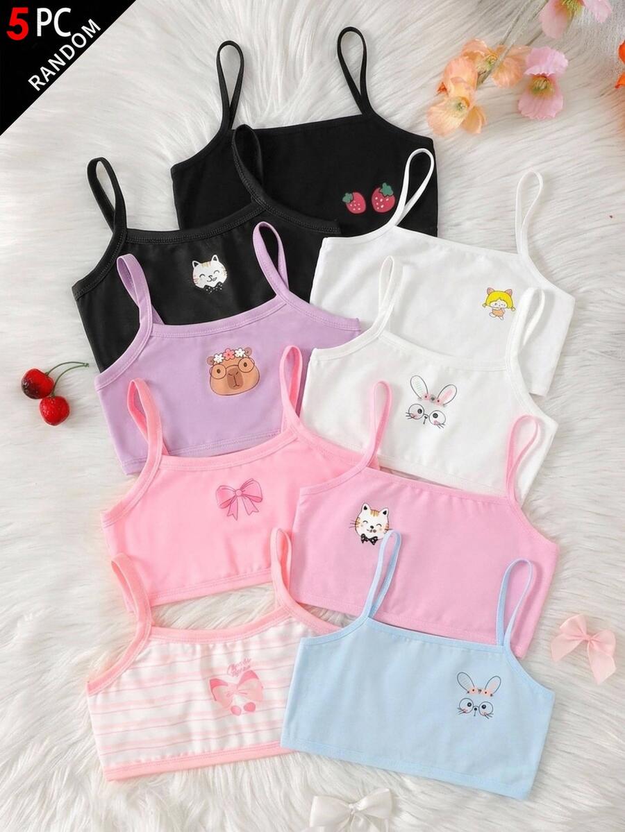SHEIN 5件組 青少年女孩內搭背心 - 彩色 - 查看 1