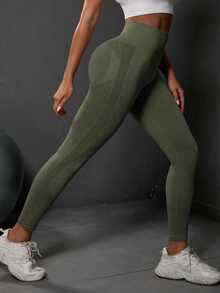 Powerista Women's Solid Color High Waist Seamless Leggings - Army Green - View 8