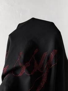 Vadaroq Women's Asymmetric Shoulder Letter Graphic Casual Daily Wear Sweatshirt - Black - View 6