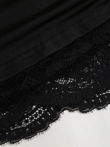 Sweetra Women's Criss-Cross Neckline Asymmetrical Hem Lace Trim Short Dress - Black - View 6