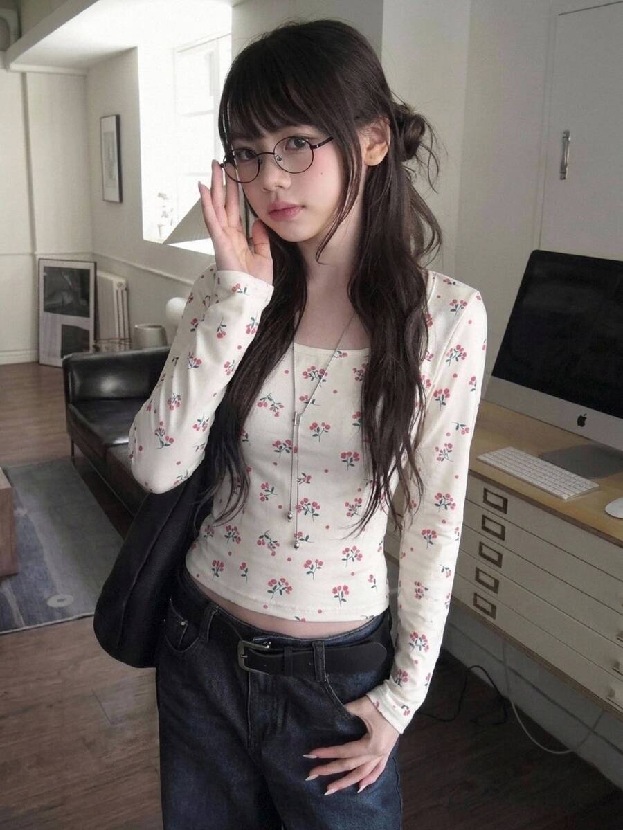 SHEIN 兒童青少年女孩粉色條紋套頭針織T恤，休閒日常百搭時尚，柔軟舒適，秋冬新款