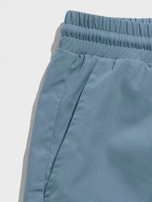 Ocevento Men Tropical Print Tank Top & Drawstring Waist Shorts, Cozy Outfits, Couple Things, Vacation, Father's Day Gifts, Football - Dusty Blue - View 4