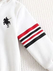 SHEIN 嬰兒男童紅色布料連帽長袖拉鍊連身衣 秋冬保暖舒適經典款 - 彩色 - 查看 5