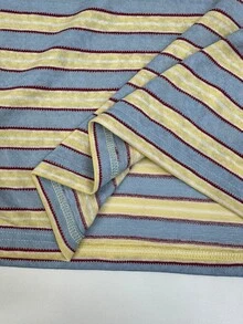 Coolane Women's Summer Casual Streetwear Going Out Y2K Light Blue Striped Asymmetrical One Shoulder Loose Fit Short Sleeve T-Shirt - Baby Blue - View 8