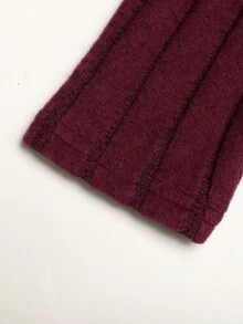 SHEIN Tween女孩聖誕派對套裝 春秋冬休閒時尚新款洋裝 針織羅紋刷毛布料 酒紅色純色 小立領袖口設計 白色珠飾珍珠長袖洋裝 搭配酒紅色珠飾珍珠 優雅可愛淑女風 高端套裝 - 紅色 - 查看 18