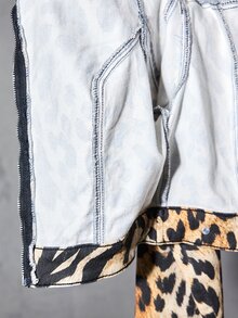 ROMWE Street Life Street Leopard Print Gradient Tie-Dye Slightly Elastic Printed Women's Denim Jacket And Coat - Brown - View 10