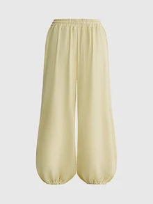 ROMWE Vintage Y2K Streetwear Versatile All-Match Casual Ultra Low Waist Loose Fit Women's Sweatpants - Pale Yellow - View 13