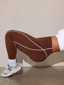 Rhythm Era Plus Size Women's High Waist Seamless Everyday Fitness Leggings - Coffee Brown - View 7