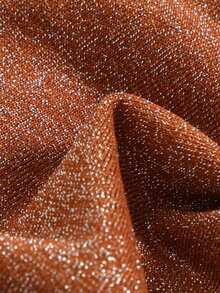 SHEIN Swim Women's Solid Color Metallic Fabric Spaghetti Strap Jewelry Decor Bikini Set, Summer Beach Vacation - Brown - View 9