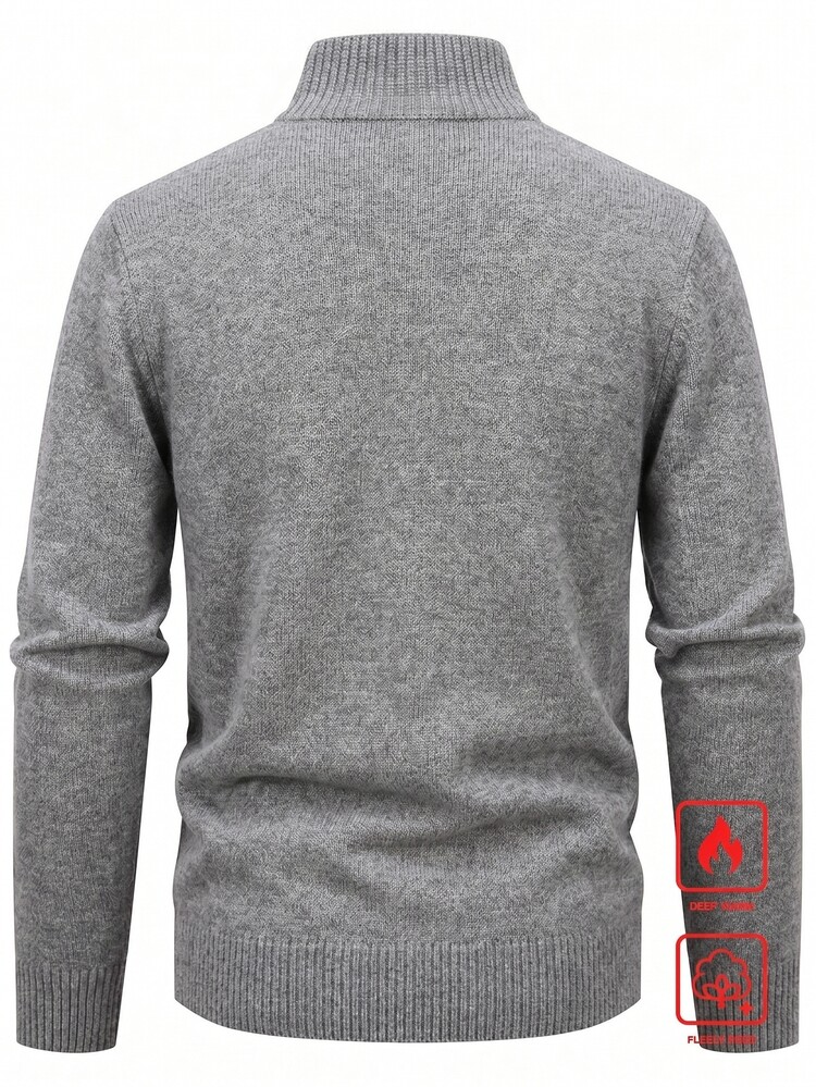 Manfinity Homme Men's Patchwork Quilted Cardigan Old Money Formal Keep Warm - Light Grey - View 5