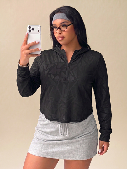 SHEIN Rhythm Era Sudadera casual versátil de talla grande para mujer, color liso, con cremallera, para uso diario, viajes y deportes, otoño