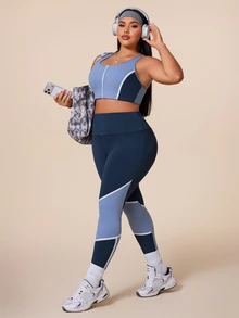Rhythm Era 2026 Spring/Summer New Women's Outdoor Sports Minimalist Fashion Multi-Color Patchwork Slim Fit Athletic Set - Blue - View 6