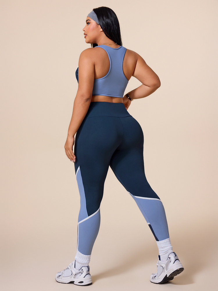 Rhythm Era 2026 Spring/Summer New Women's Outdoor Sports Minimalist Fashion Multi-Color Patchwork Slim Fit Athletic Set - Blue - View 2