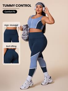 Rhythm Era 2026 Spring/Summer New Women's Outdoor Sports Minimalist Fashion Multi-Color Patchwork Slim Fit Athletic Set - Blue - View 1