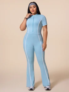 Rhythm Era 2026 Spring/Summer New Women's Outdoor Sports Fashion Minimalist Colorblock Jumpsuit - Baby Blue - View 6