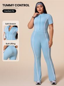 Rhythm Era 2026 Spring/Summer New Women's Outdoor Sports Fashion Minimalist Colorblock Jumpsuit - Baby Blue - View 1