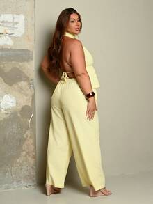 Lele Munniz Plus Size Striped Camisole And Pants 2 Pieces Set, Vacation Style - Multicolor - View 6