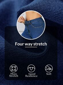 Flexra Petite Women's Fashion Street Button Pocket Flared Denim Jeans - Dark Wash - View 8