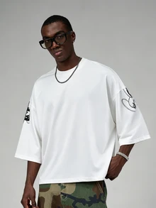 STYNVO Men's Summer Casual Character Print T-Shirt - White - View 2
